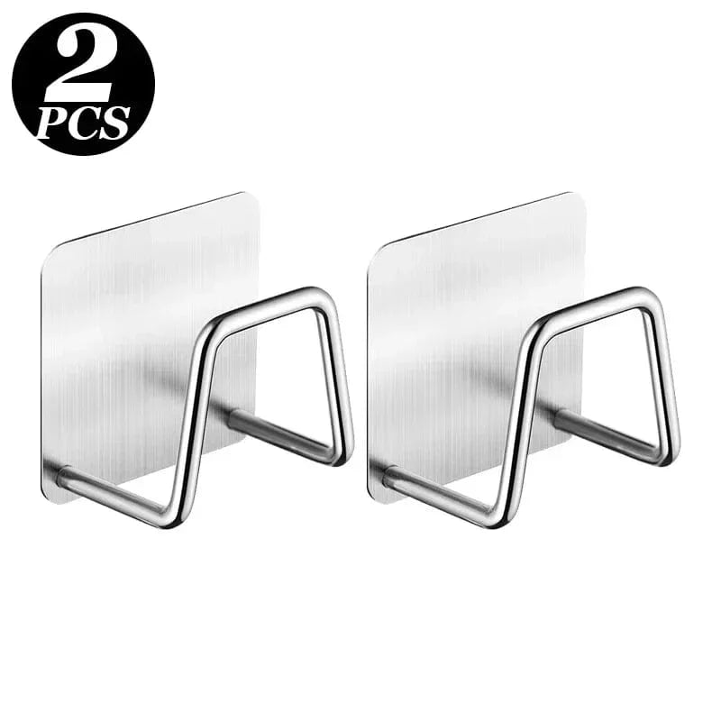 1-6 stk. køkkenvaskesvampeholder i rustfrit stål Selvklæbende afløbstørrehylde Husholdningsvægkroge Opbevaringsorganizer 2PCS