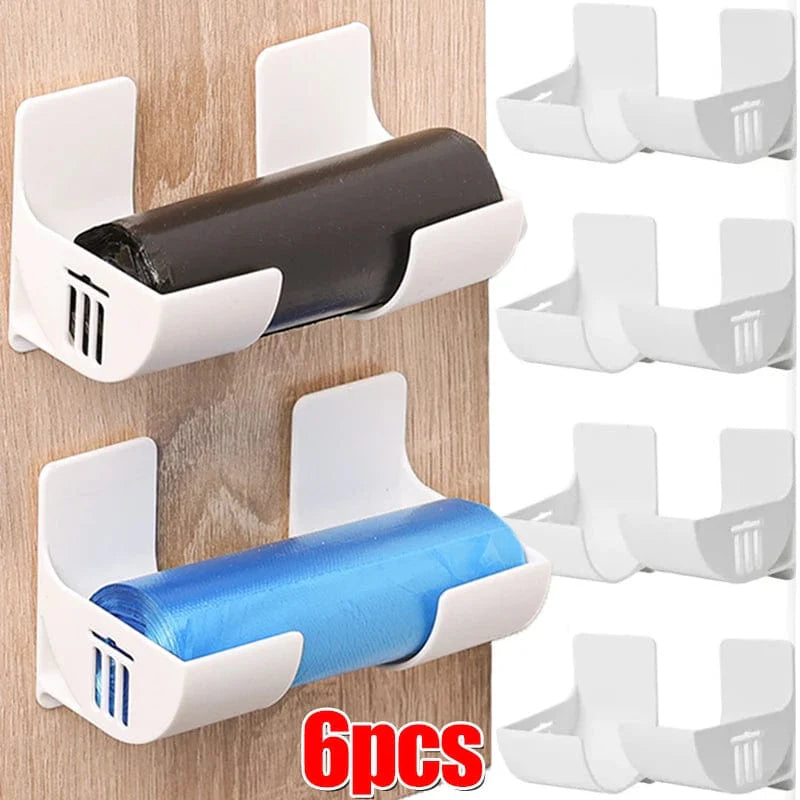 2/6PCS vægmonteret skraldeposeholder skraldeposeopbevaringsboks arrangør plastposefilmbeholder dispenser til køkkenhylde