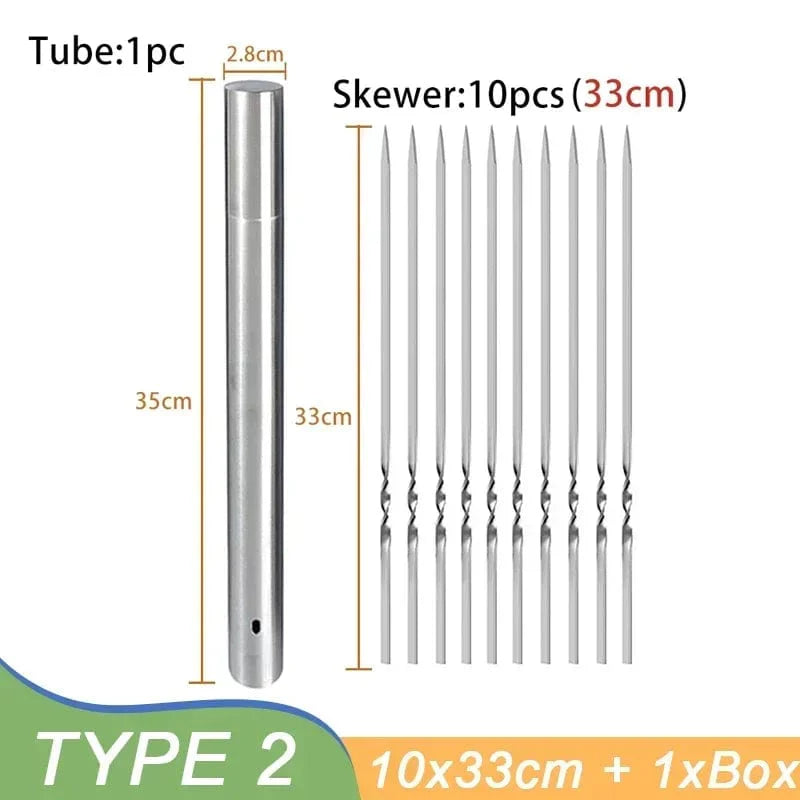 5/20Pcs Grillspyd i rustfrit stål Genanvendelige grillspyd Kebab jernpind til udendørs camping picnic grillspyd værktøj 11Pcs 33cm