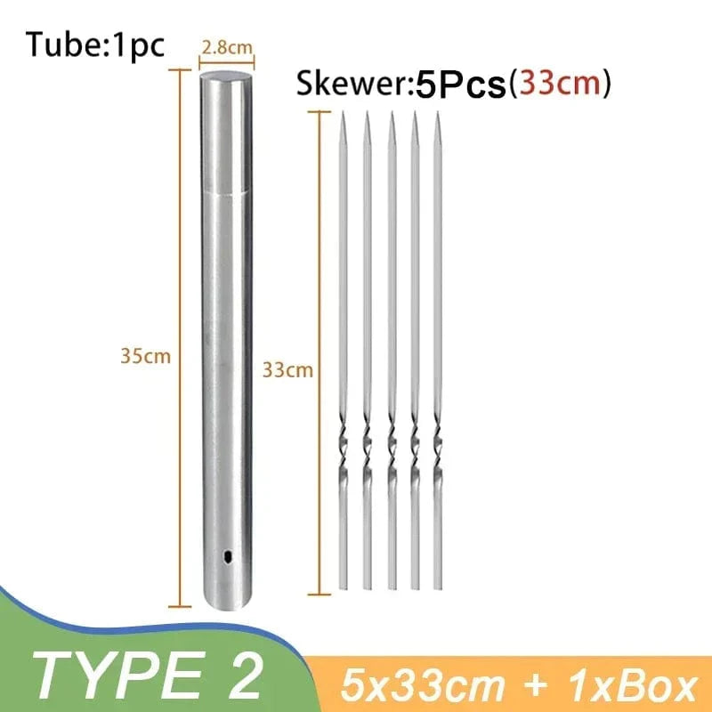 5/20Pcs Grillspyd i rustfrit stål Genanvendelige grillspyd Kebab jernpind til udendørs camping picnic grillspyd værktøj 6Pcs 33cm