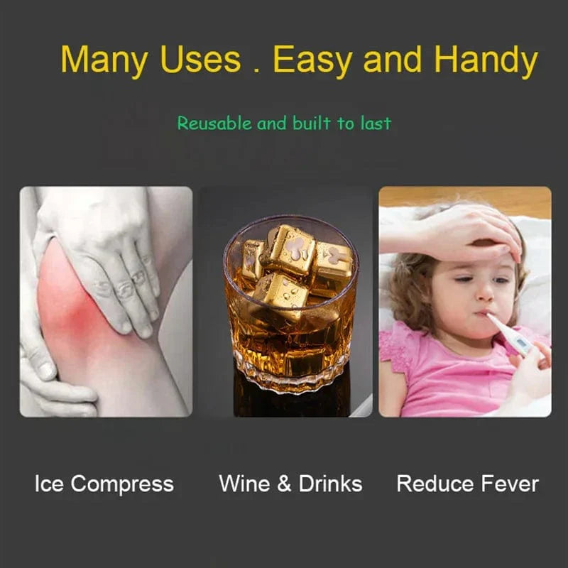 8 genanvendelige isterninger i rustfrit stål Poker dice