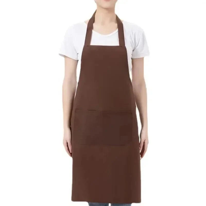 Justerbart madlavningsforklæde Unisex Household Solid Color Chef Waiter Barbecue Hairdresser Adult Pocket Apron Kitchen Supplies Tool