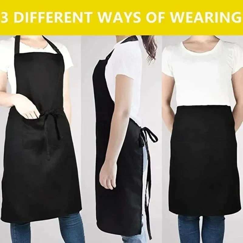 Justerbart madlavningsforklæde Unisex Household Solid Color Chef Waiter Barbecue Hairdresser Adult Pocket Apron Kitchen Supplies Tool