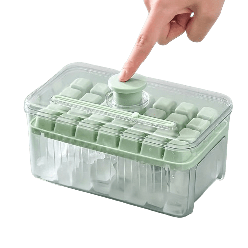 Intelligent isterningebakke med ske og opbevaringsboks