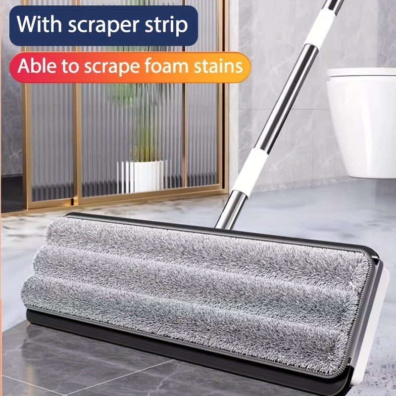 Moppe med håndfri opvredet spand og regnbueskraber - Multifunktionel rengøring til de vigtigste rum - Slidstærke materialer 【33cm】1 moppe + 1 moppespand + 2 mopper