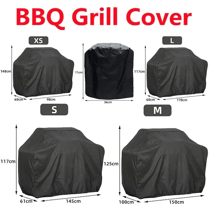 Sort vandtæt regnovertræk til udendørs grill Weber Heavy Duty Barbacoa Anti Dust Rain Gas Charcoal Electric BBQ Cover