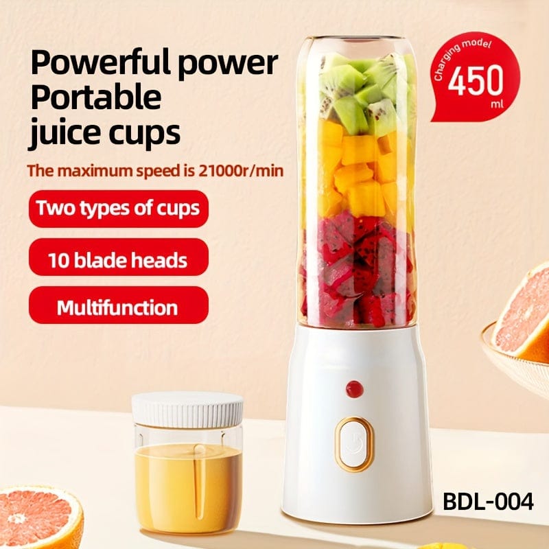 Multifunktionel genopladelig blender med USB: Juice frugt, grøntsager, is, smoothie Hvid