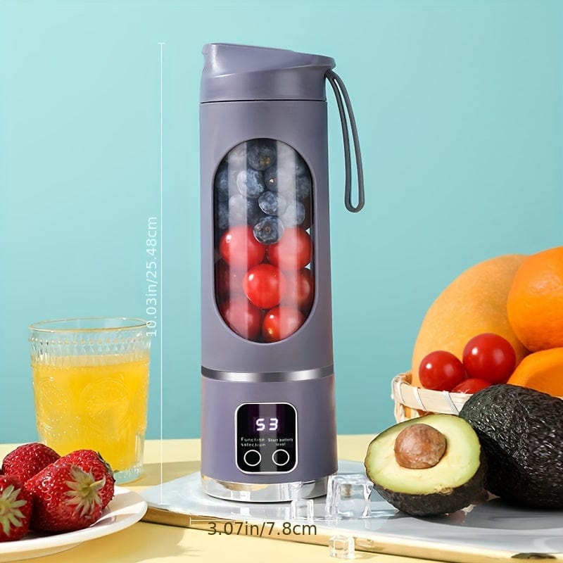 USB-genopladelig blender med LED-display - 450 ml, ideel til smoothies og milkshakes Lilla
