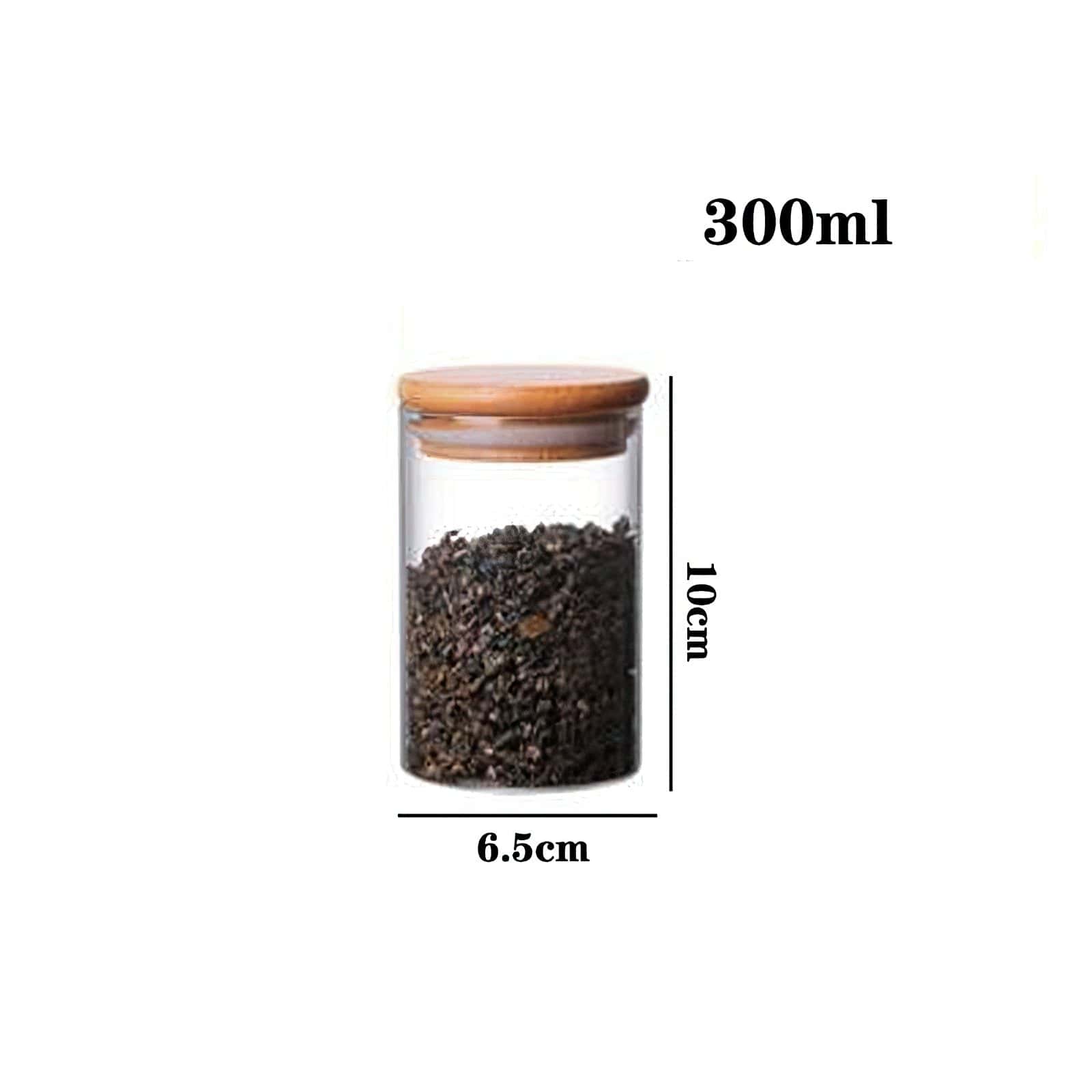 Glaskrukker med bambuslåg 300 ml