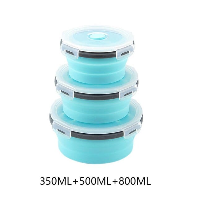 Sammenklappelige opbevaringskasser 3 blå kasser (runde)