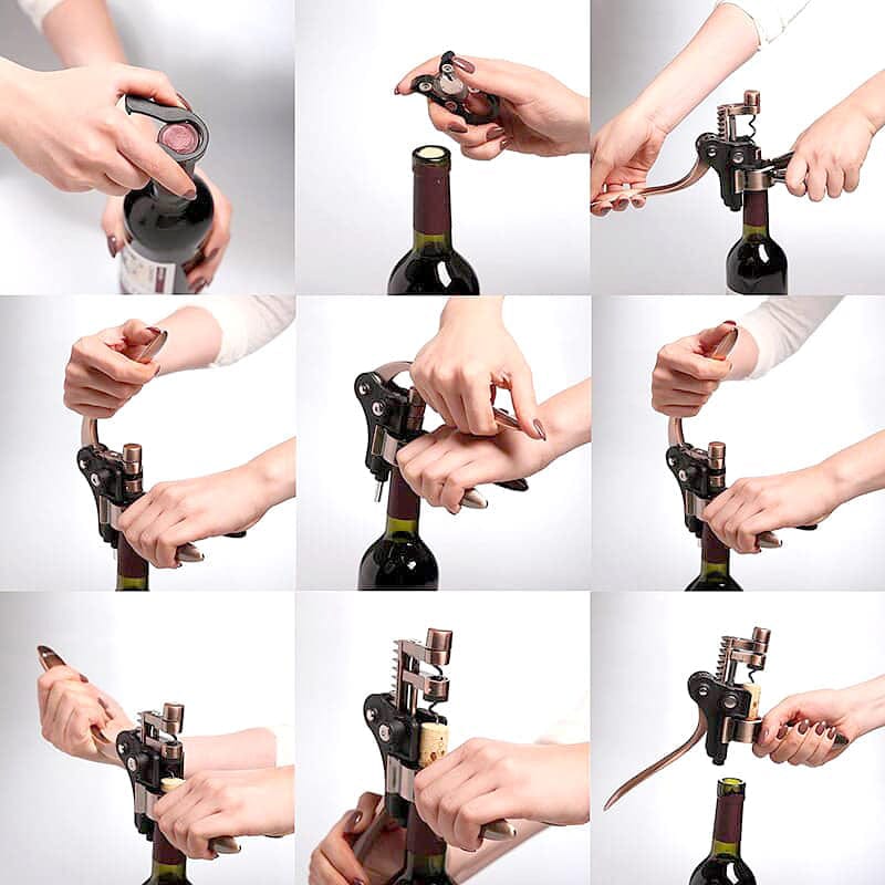 Proptrækkersæt i træ med dobbelt greb