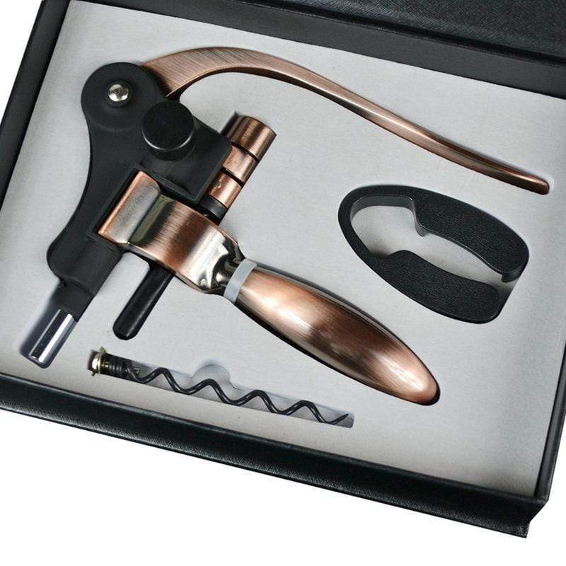 Bokssæt: Håndtagsbetjent proptrækker med væger og kapselskærer