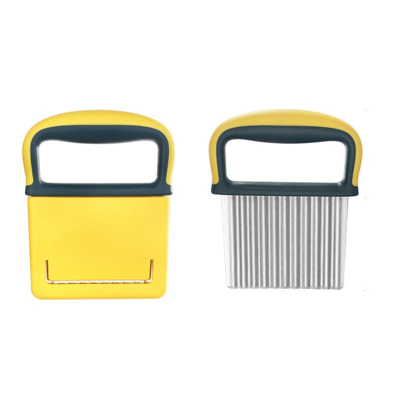 Manuel fritureskærer med bølget klinge Gul