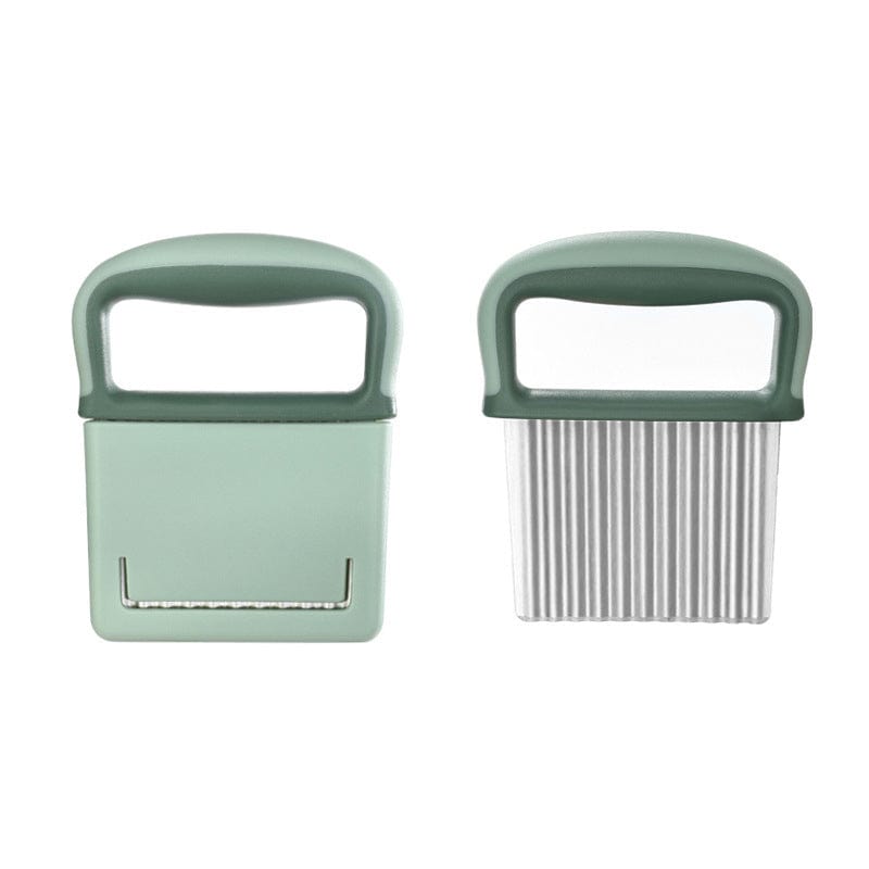 Manuel fritureskærer med bølget klinge Grøn