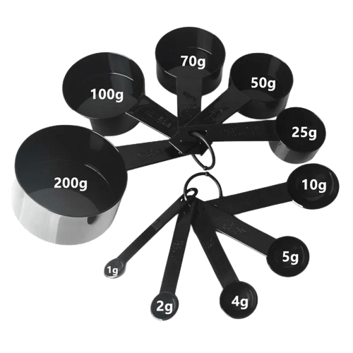 Måleskeer fra 1 g til 200 g