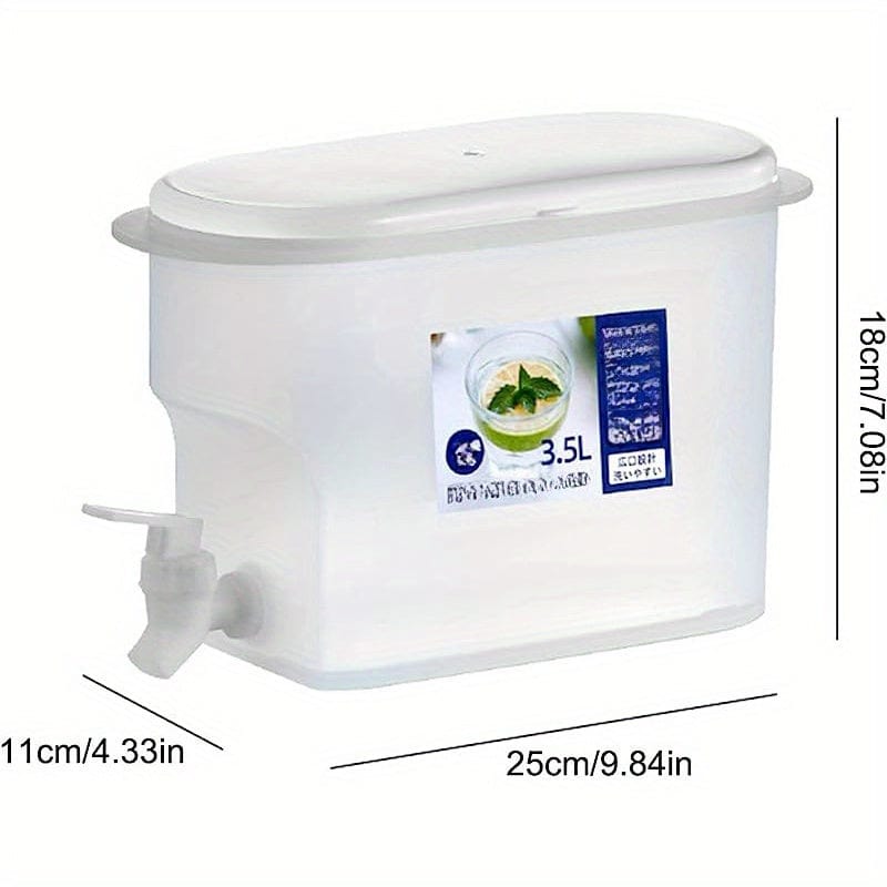 Drikkedispenser i plast med hane - XXL-kapacitet - ideel til køleskabet - frugt-te-kande og limonadeflaske - tilbehør til hjemmet 3,5L