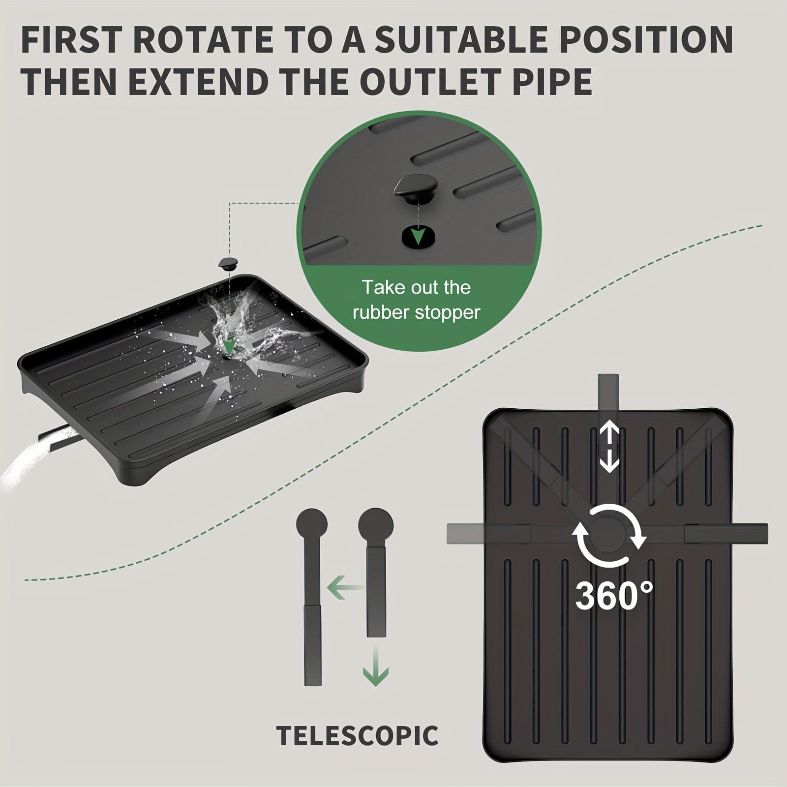 Dobbeltdækket opvaskemaskine med bestikbakke og drypbakke, Multifunktionel opbevaring af opvask, Stor kapacitet, Til køkkenbordplader
