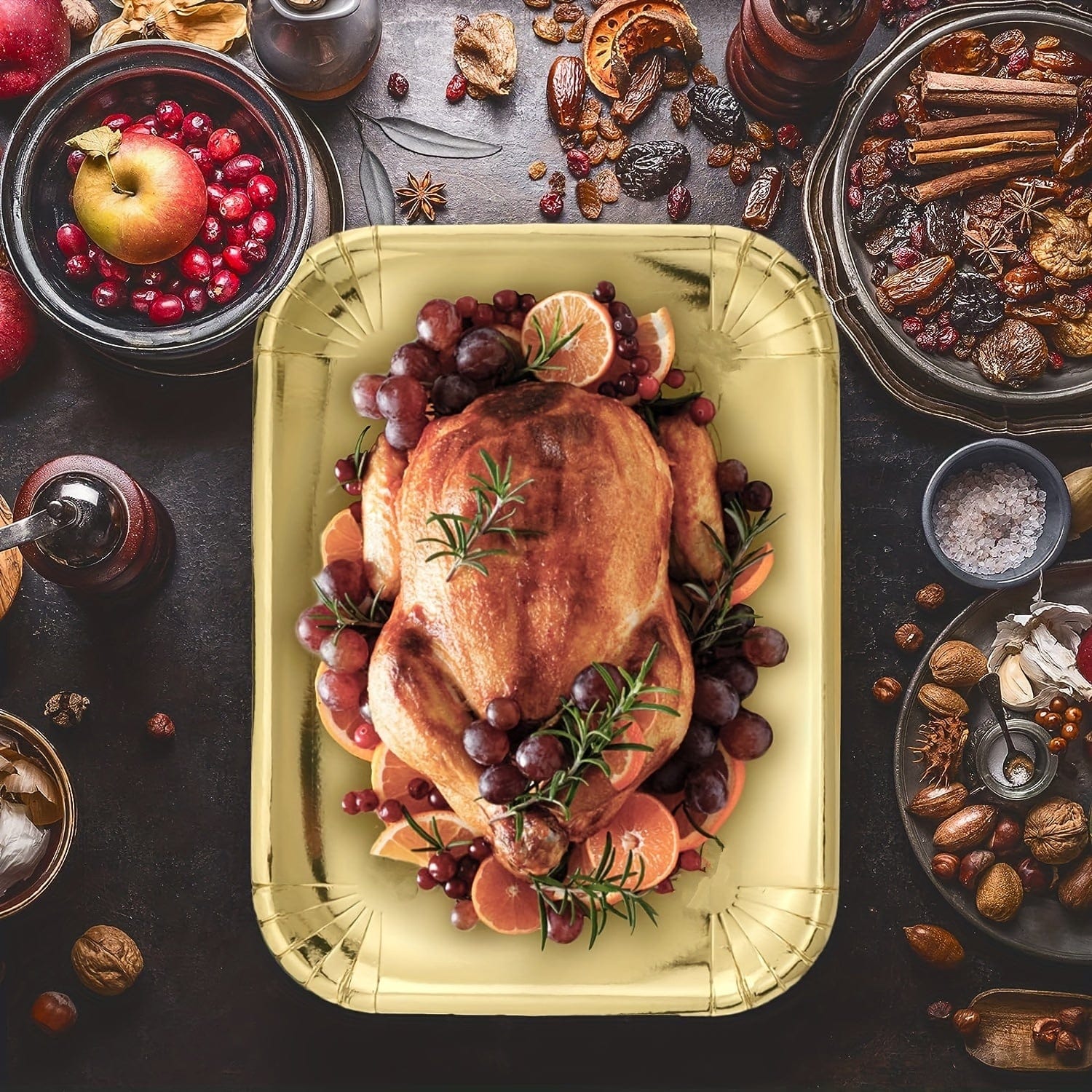 Sæt med 10 guld rektangulære kagebakker, engangs papbakker, fedttætte kagebunde, dessertbakker, kagedekorationer til fester og bryllupper