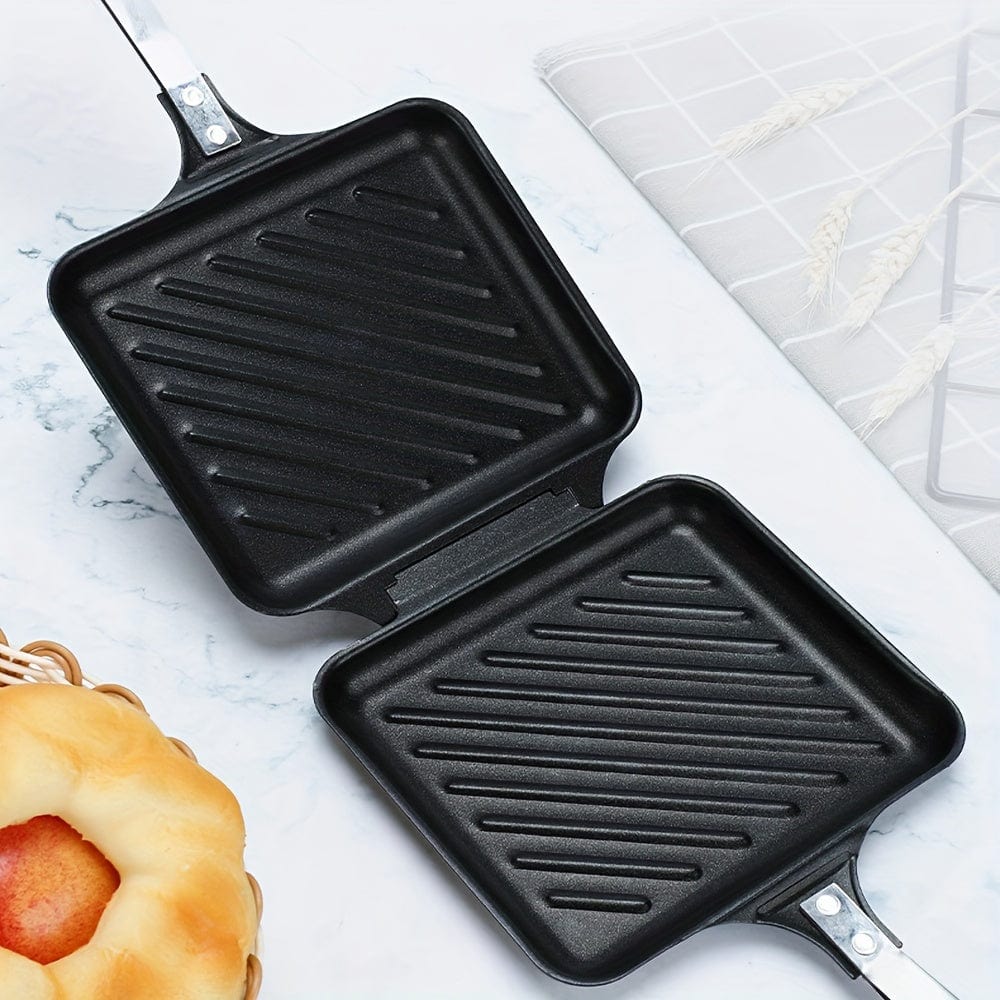 Aftagelig sandwichgrill til gas/induktion, non-stick plader, sort