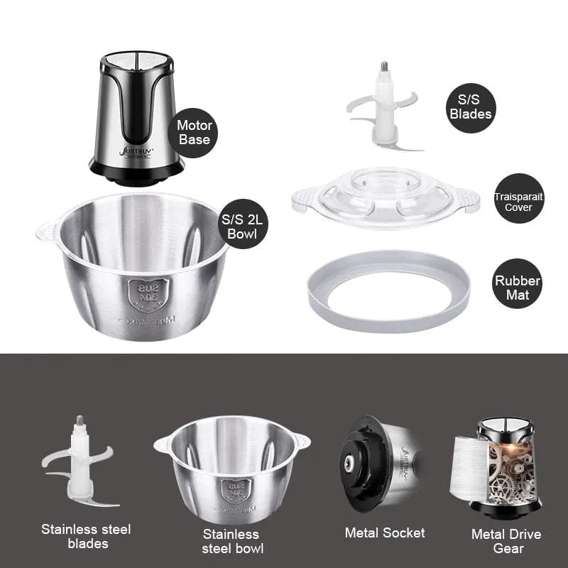 Alsidig elektrisk kødhakker med 2 hastigheder