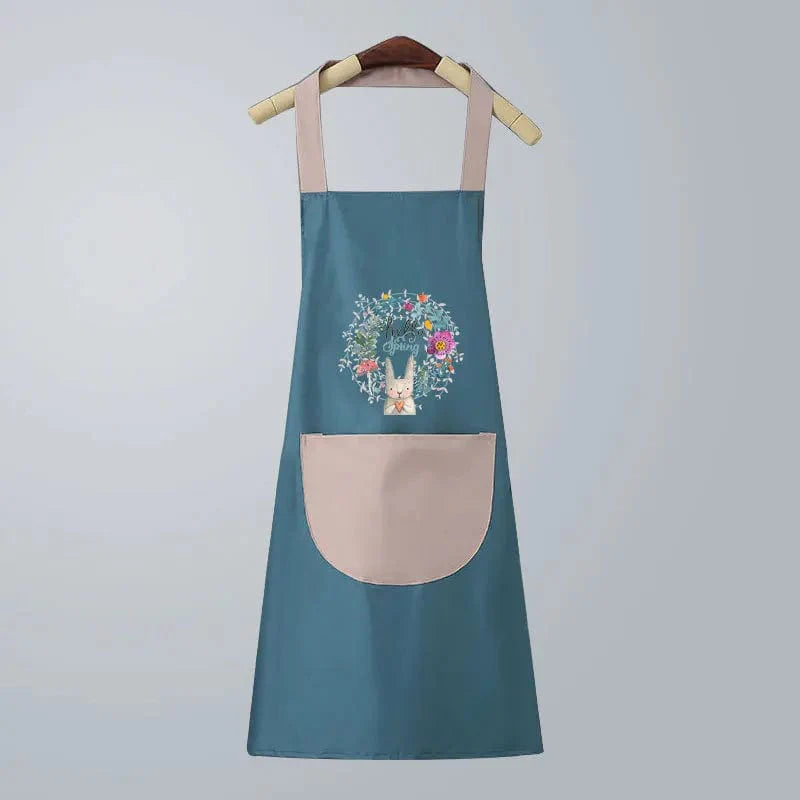 Husholdningsforklæde til madlavning Håndaftørring Olietæt Vandtæt Mænd Kvinder Voksen Talje Mode Kaffe Overalls Tør håndforklæde Blå