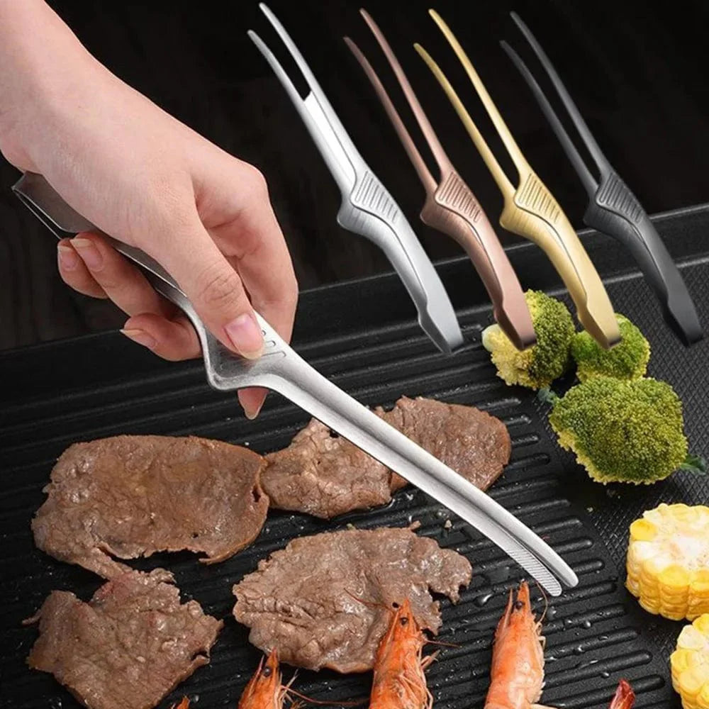 Korean Barbecue Clips rustfrit stål Grill Cooking Chef Tongs Kitchen Baking Bread Tweezer Outdoor Grilling Steak Clamp Tools