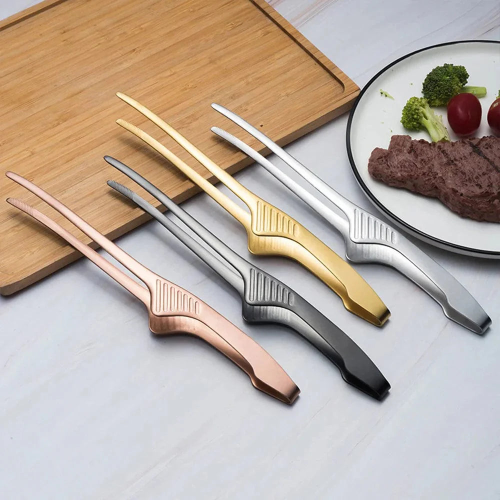Korean Barbecue Clips rustfrit stål Grill Cooking Chef Tongs Kitchen Baking Bread Tweezer Outdoor Grilling Steak Clamp Tools