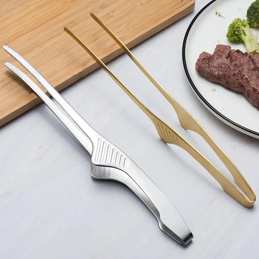 Korean Barbecue Clips rustfrit stål Grill Cooking Chef Tongs Kitchen Baking Bread Tweezer Outdoor Grilling Steak Clamp Tools