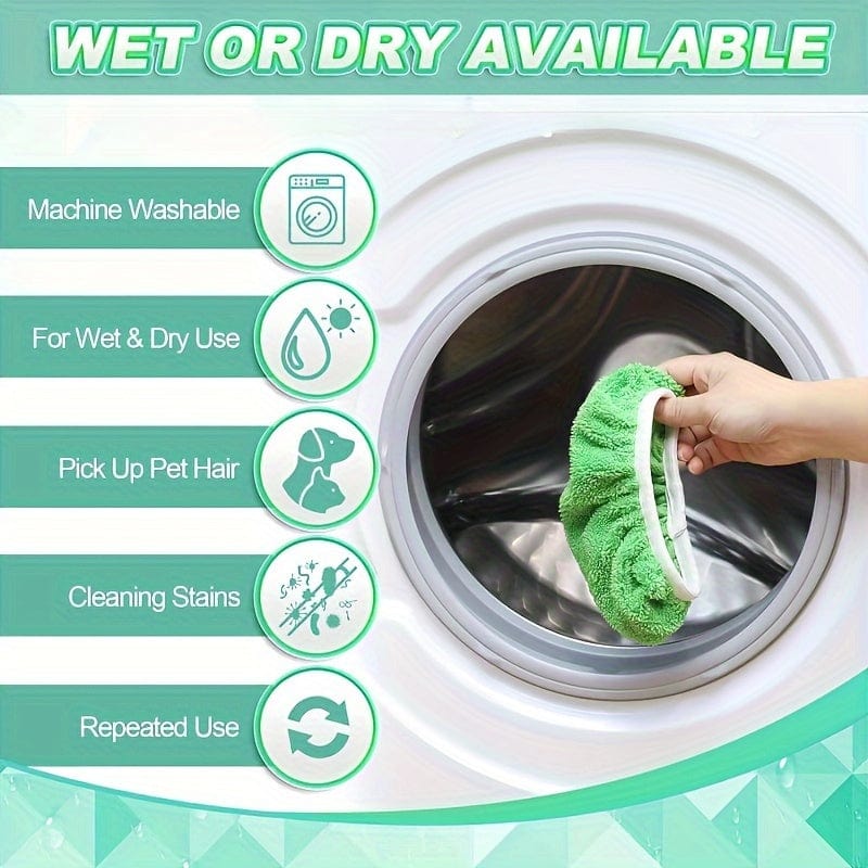 Sæt med 4 vaskbare klude til fladmopper - høj sugeevne, våd og tør brug, nem pleje