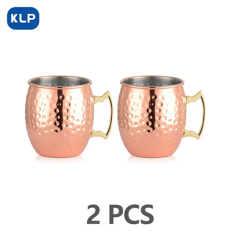 Sæt med 2 rosaguldbelagte Moscow Mule-krus i rustfrit stål - gavebar (16,9 oz) 2 stk. rosaguld / 500 ml