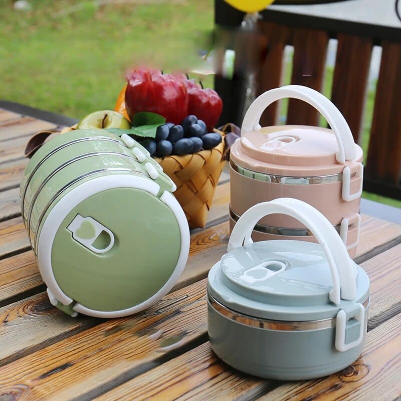 Cylindrisk madkasse med flere rum