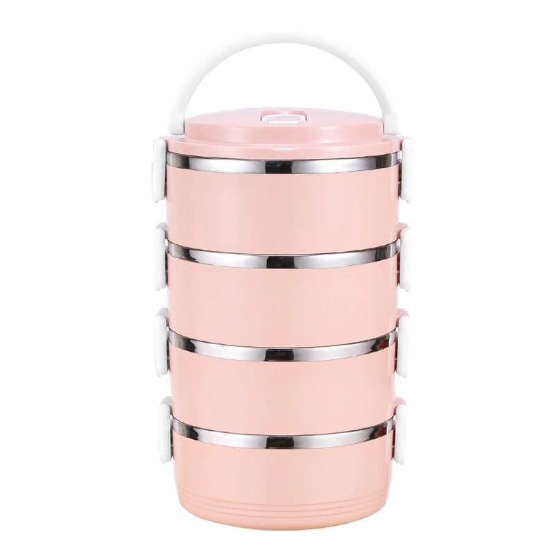 Pink cylindrisk madkasse med flere rum