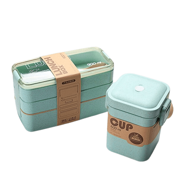 Japansk madkasse med flere rum og suppeglas