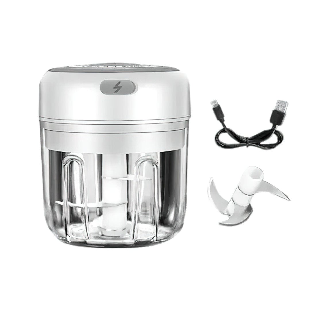 Alsidig elektrisk minihakker hvid