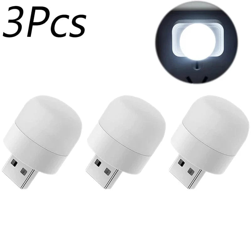 Mini USB-læselampe varm hvid genopladelig 1-10 stk. 3 stk. hvid