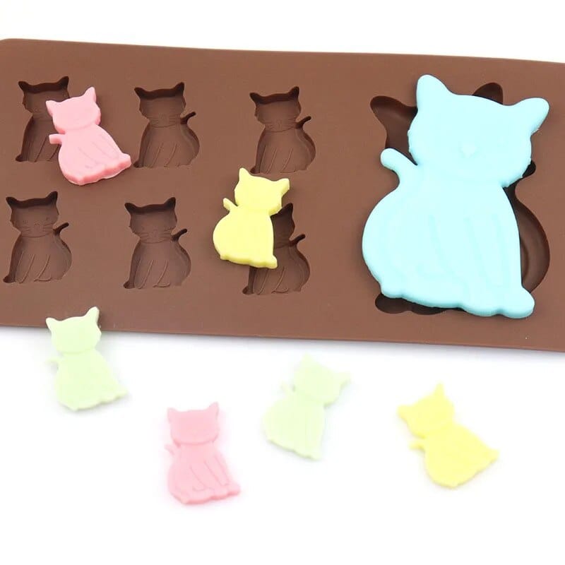 Kage- og chokoladeform i form af katte