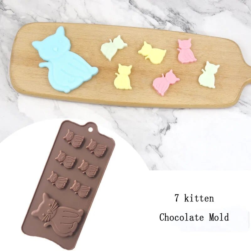 Kage- og chokoladeform i form af katte