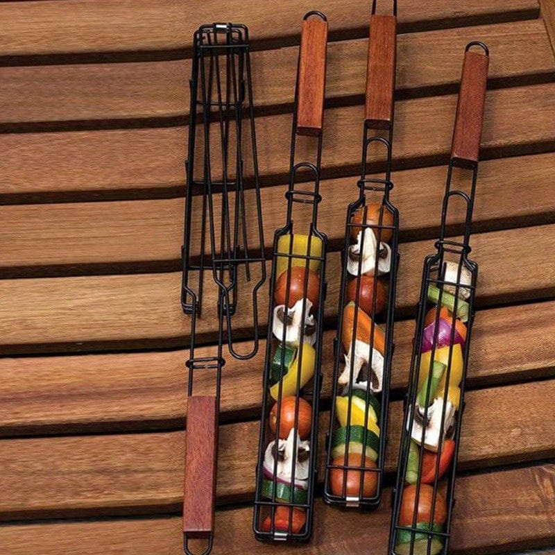 Kebabgrillkurv i non-stick rustfrit stål - Til hotdogs og pølser - Bærbar og praktisk grill