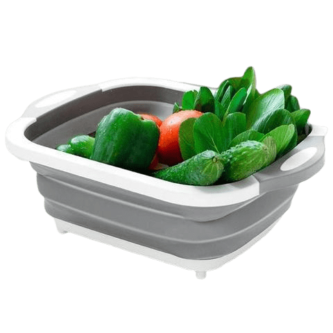 2-i-1 skærebræt og grøntsagsskuffe