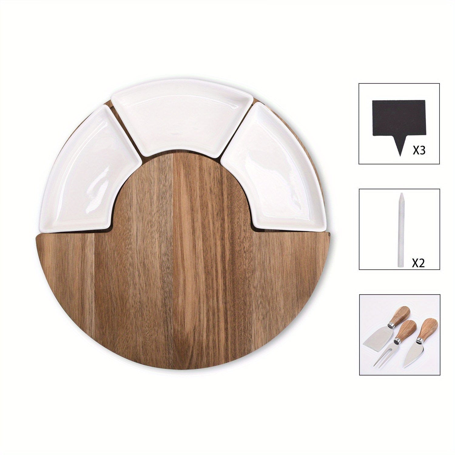 Ostebræt i træ med kniv og gaffel, ideelt til madlavning i hjemmet