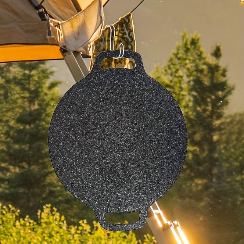 Grillpande i støbejern, rund form, non-stick belægning i Maifan-sten, grillpande med håndtag - NK103563