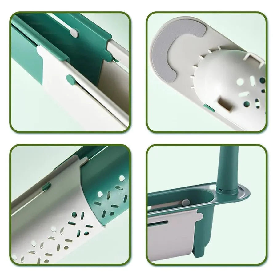 Udtrækkelig svampholder til køkkenvasken