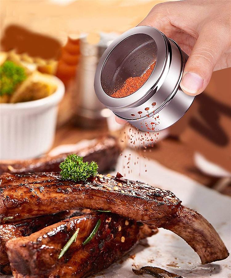 Opbevaringsglas i metal til krydderier og formalede fødevarer