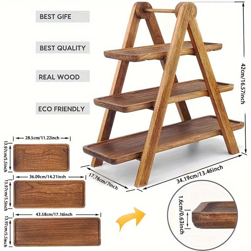 Rustik kageholder i træ - Miljøvenlig frugt- og snackholder til fester og boligindretning (ID: LY129567) Modern Minimalist