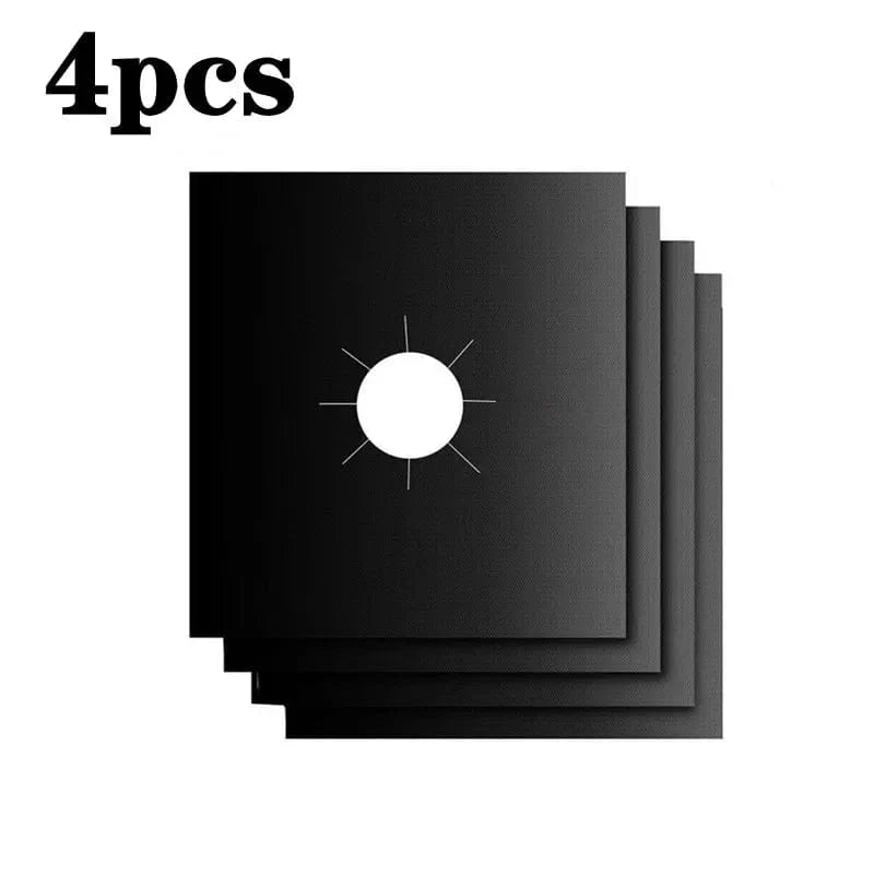 Gaskomfurbeskytter 2-8 stk. i sort glasfiber - Genanvendelig madlavningsmåtte - Køkkentilbehør - Størrelse 270 x 270 mm 4 stk.