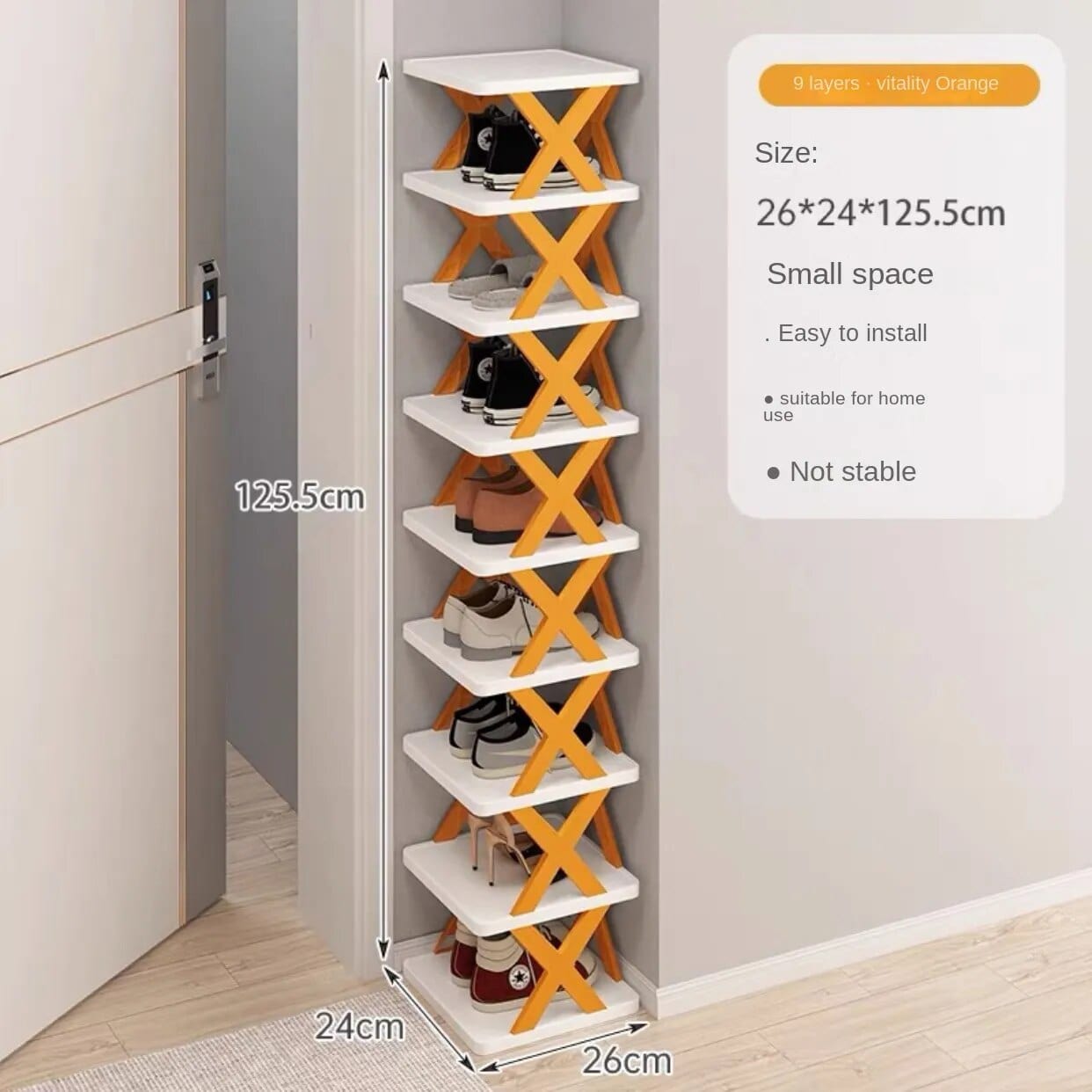 Skostativ i flere niveauer, 9 niveauer / Orange