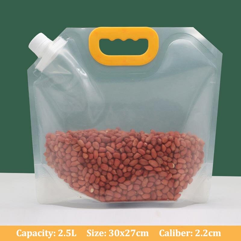 Konserveringsposer med håndtag og genlukkelig skænkeprop