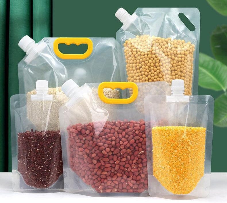 Konserveringsposer med håndtag og genlukkelig skænkeprop