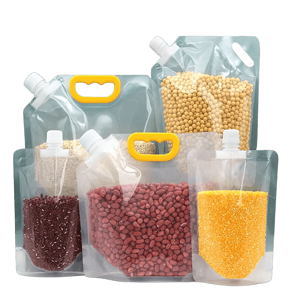 Konserveringsposer med håndtag og genlukkelig skænkeprop