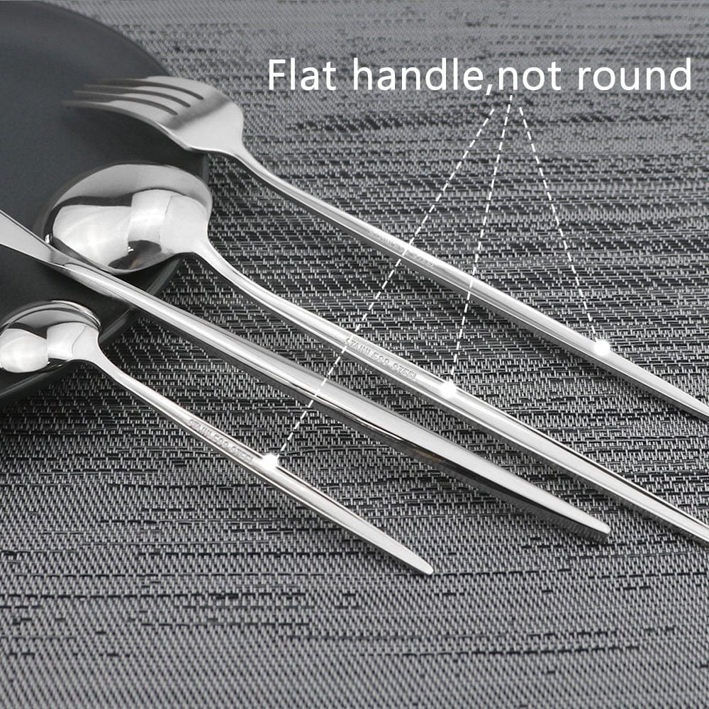 Guldbelagt bestiksæt med sort skaft - Rustfrit stål 24 dele - VF20943